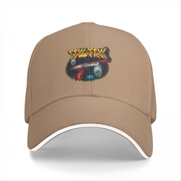 Black baseball cap with Pew Pew Fighters space gun graphic