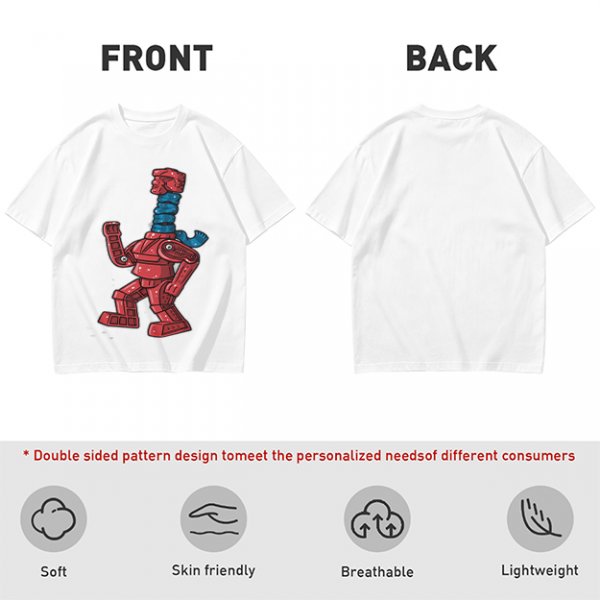 Olive Green T-Shirt with Retro Robot Graphic Print