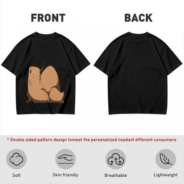Olive Green T-Shirt With Capybara Rear View Graphic