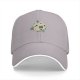 Black baseball cap with aliens repairing a cratered moon design