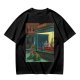 Olive T-Shirt With Surreal Bar Scene Graphic Print