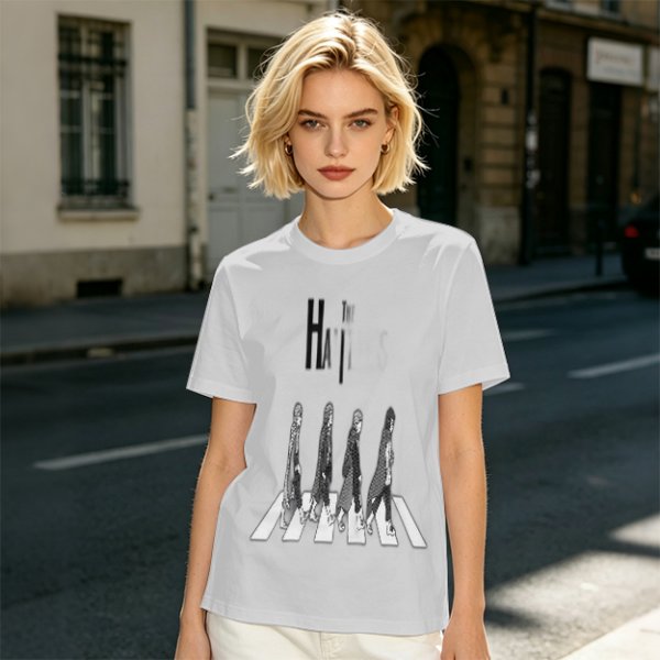 Olive T-Shirt With Anime Characters Crossing Crosswalk Print