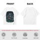 Olive Green T-Shirt With Night Graveyard Cat Illustration