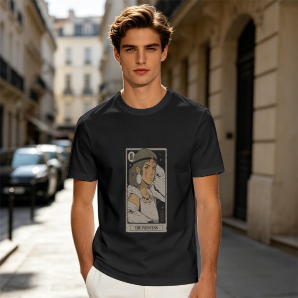 Olive Green T-Shirt With The Princess Tarot Card Style Anime Print