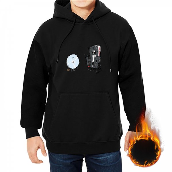 Black Hoodie with Retro CD and Cassette Tape Graphic