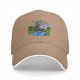Black Baseball Cap With Cartoon Boys Crossing Stream Artwork