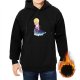 Black Hoodie With Watercolor Moon And Figure Art Print