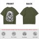Oni Mask Samurai Floral Graphic Olive T-Shirt