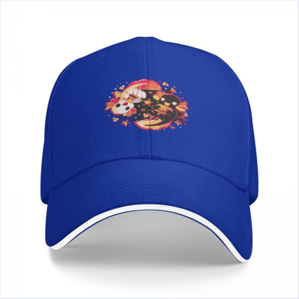 Black baseball cap with cute fantasy creature graphic print