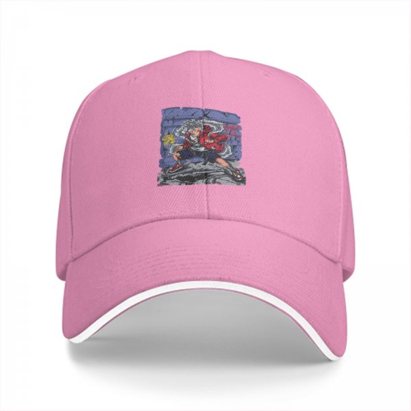 Black Baseball Cap With Graffiti Style Action Character Print