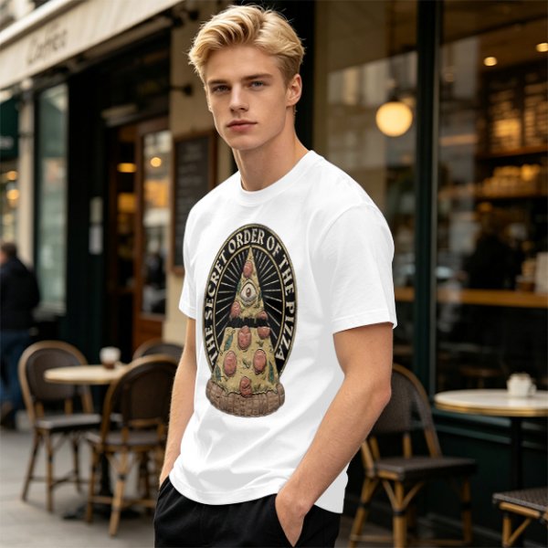 Olive T-Shirt With The Secret Order Of The Pizza All-Seeing Eye Print