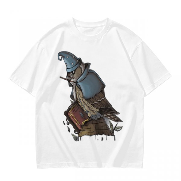 Owl Wizard With Spell Book Graphic Tee
