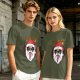 Olive T-Shirt with Kriss Santa Rock Band Graphic Print