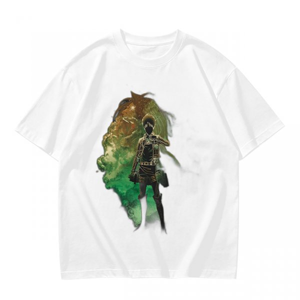 Olive Anime Graphic T-Shirt With Warrior And Giant Artwork