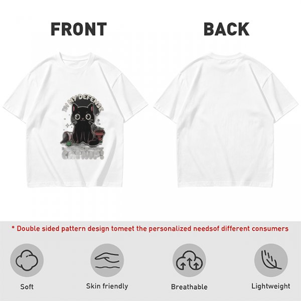 Olive t-shirt with black cat 'In My Defense I Was Under Catnip' print