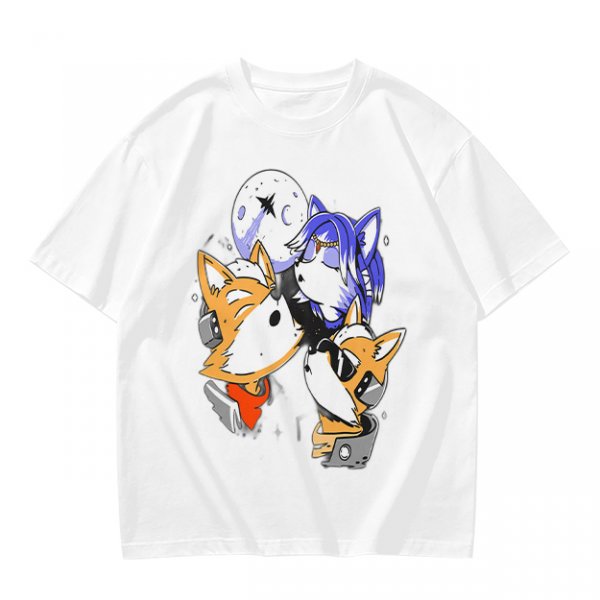 Olive T-shirt with Space Fox Crew Graphic Design