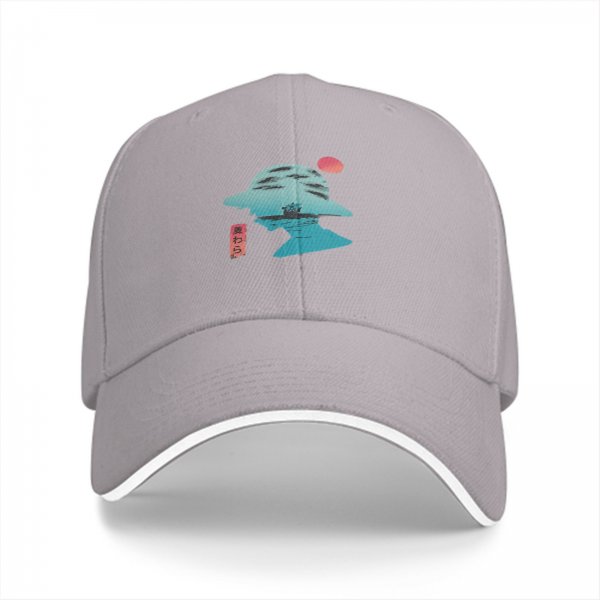 Black Baseball Cap With Anime Silhouette Sunset Art Print
