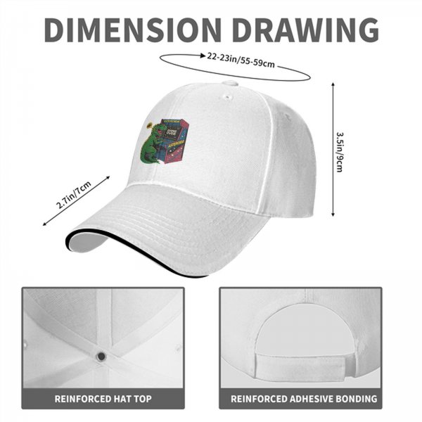 Black Baseball Cap with T-Rex Playing Asteroids Arcade Game Over Print