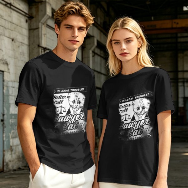 Olive T-Shirt With Funny Lawyer Cat Legal Trouble Graphic Print