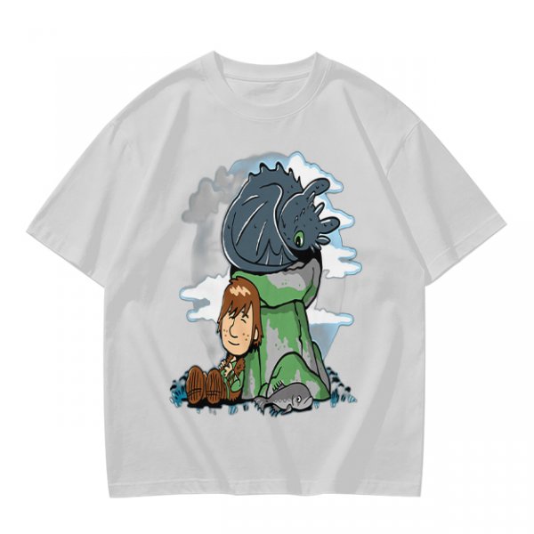 Olive T-Shirt Featuring Hiccup and Toothless from How to Train Your Dragon