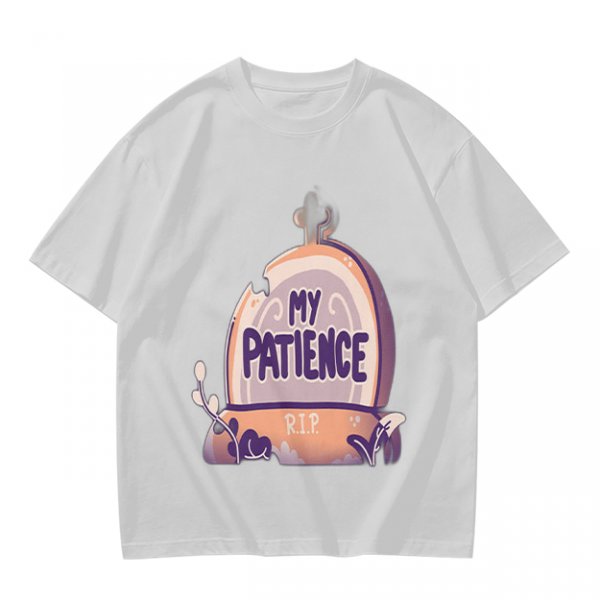 Olive T-Shirt With 'My Patience' Gravestone Graphic Print