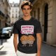 Olive t-shirt with cute muffin graphic and playful text design