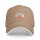 Black baseball cap with cute breakfast food character print