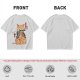 Olive T-Shirt With Samurai Cat Holding Katana And Koi Tattoos