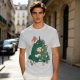 Olive Green T-Shirt With Christmas Totoro Decorating Tree Print