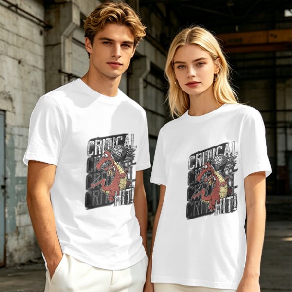 Critical Hit Dragon D20 DnD Themed Graphic T-Shirt