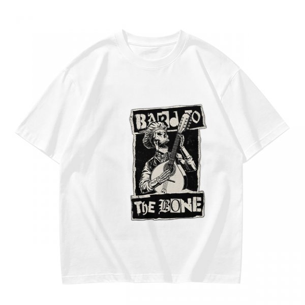 Olive T-Shirt With Skeleton Banjo Player Graphic