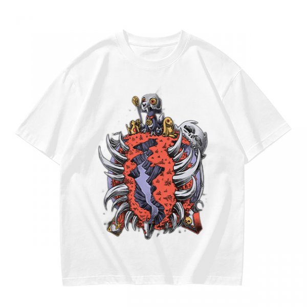 Olive T-Shirt with Dark Fantasy Monster Skeleton Art Print