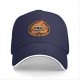 Black baseball cap with roast in peace skull and fire graphic