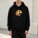 Black Hoodie with Halloween Moon Face Witch and Castle Art