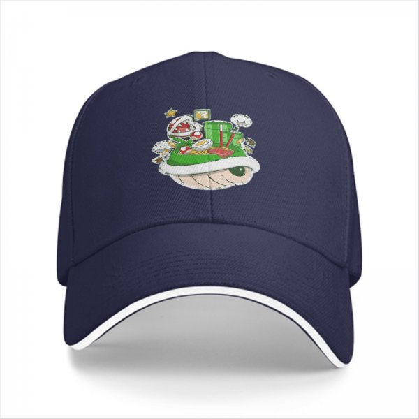 Black Baseball Cap With Super Mario Themed Ramen Artwork