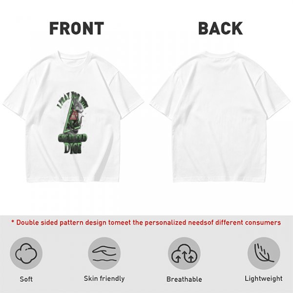 Olive t-shirt with 'Pray for the Great Old Dice' cosmic horror print