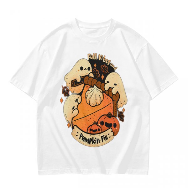 Fall Vibes and Pumpkin Pie Ghost Graphic T-Shirt