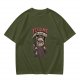 Olive T-shirt with Grim Reaper Cat 'Feed Me Or Else' Print
