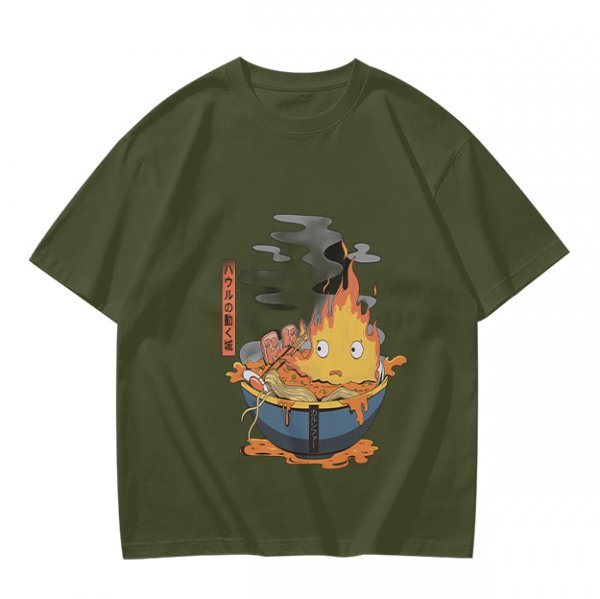 Howl's Moving Castle Calcifer Ramen Graphic T-Shirt
