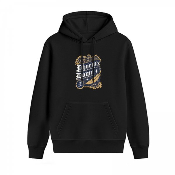 Black Hoodie With Phoenix Down Graphic Print