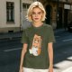 Olive T-Shirt With Cute Hamster In Paper Bag Print