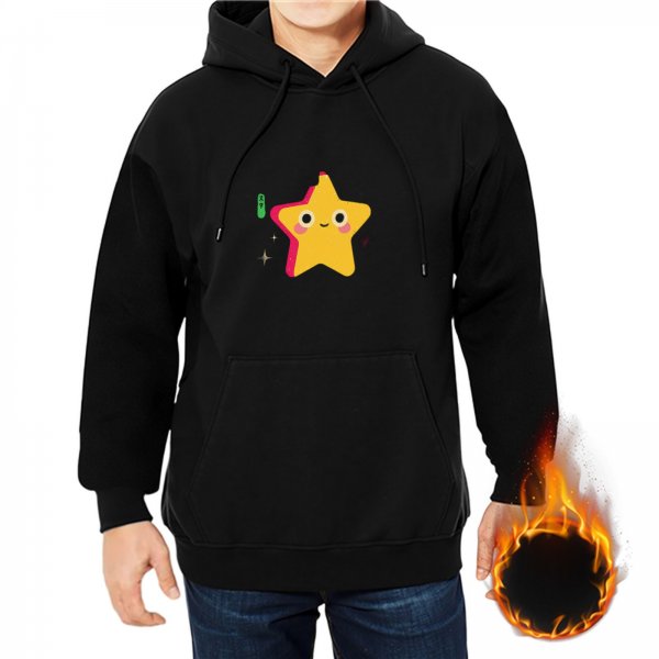 Black hoodie with cute smiling yellow star graphic print