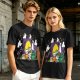 Olive T-Shirt With Halloween Themed Cute Cat Characters Print