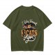 Olive Cat Lover T-Shirt With 'I Was Normal 3 Cats Ago' Print