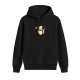 Black Hoodie With Cute Cat Holding Coffee Cup Print