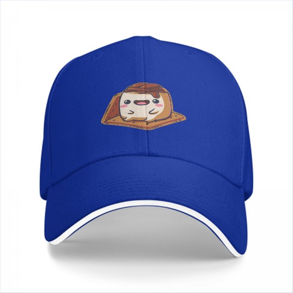 Black Baseball Cap With Cute Smores Character Print