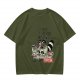 Olive T-Shirt With Raccoon Eating Pizza Trash Print Design