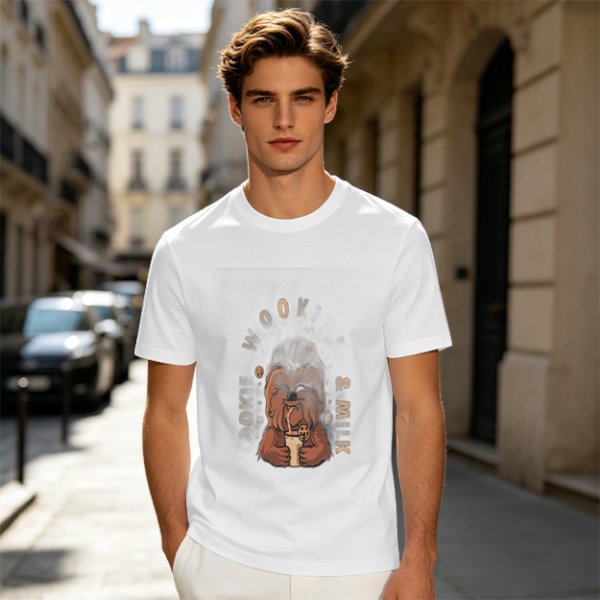 Olive T-Shirt with Chewbacca Drinking Boba Graphic