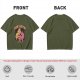 Olive green graphic t-shirt with dog data system print