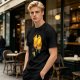 Olive T-Shirt With Sleeping Cosmic Cat And Planets Graphic